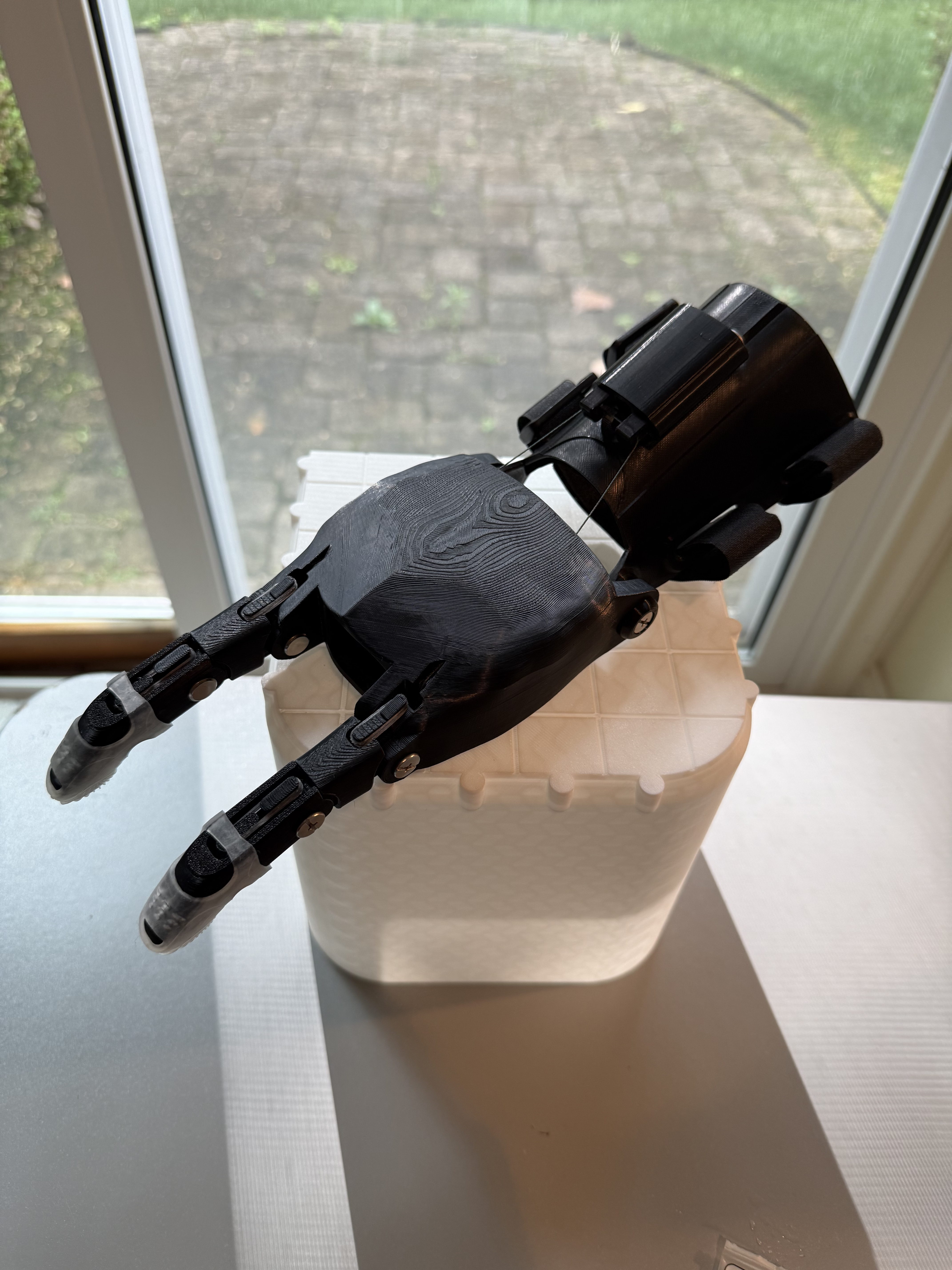 A custom 3D-printed prosthetic hand made by Hands Across Borders